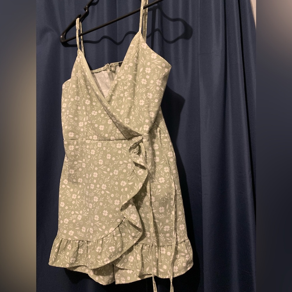 GREEN FLOWERPRINT SPRING DRESS